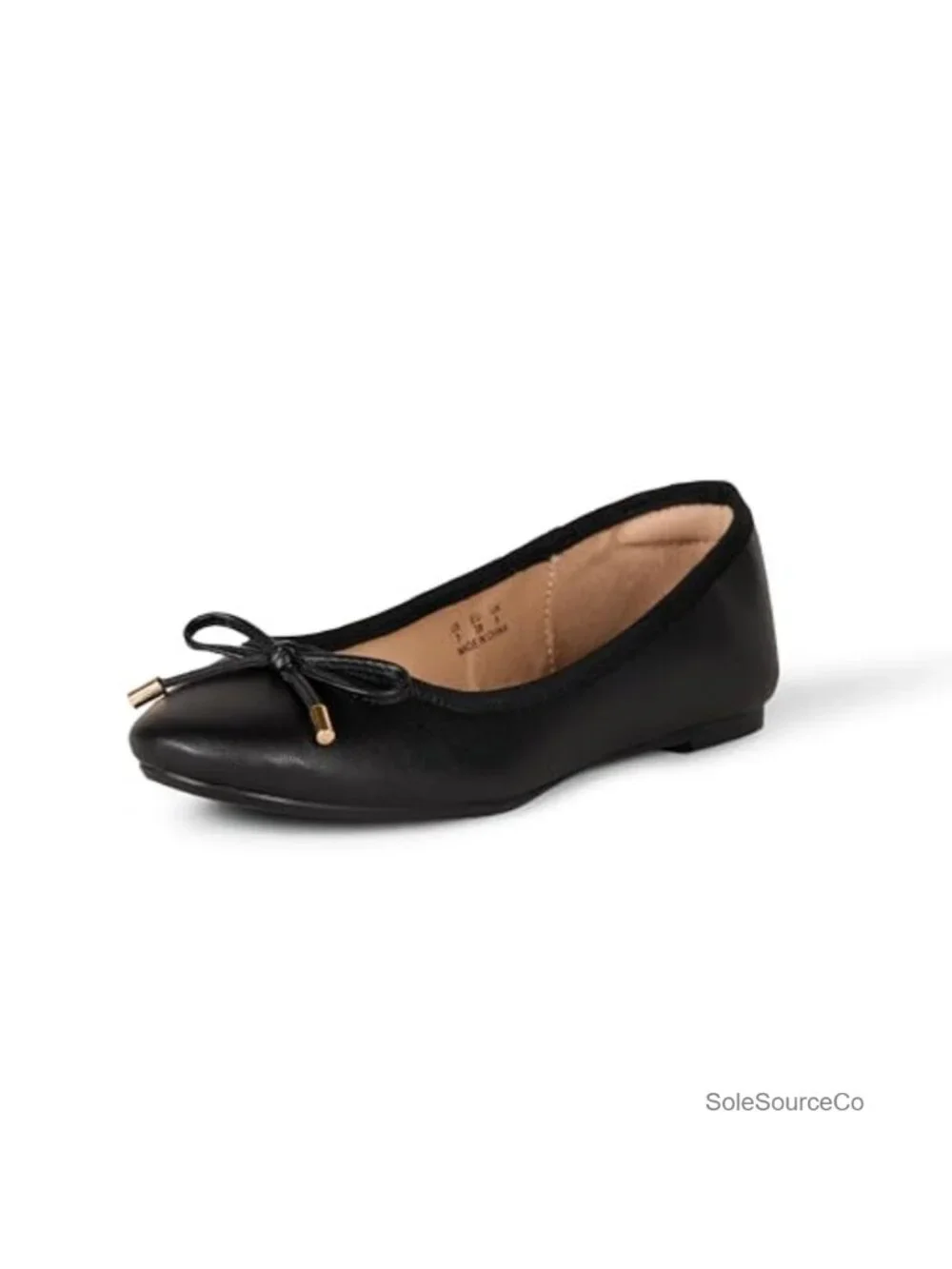 Women's Faux Leather Round Toe Ballet Flats Bow Detail